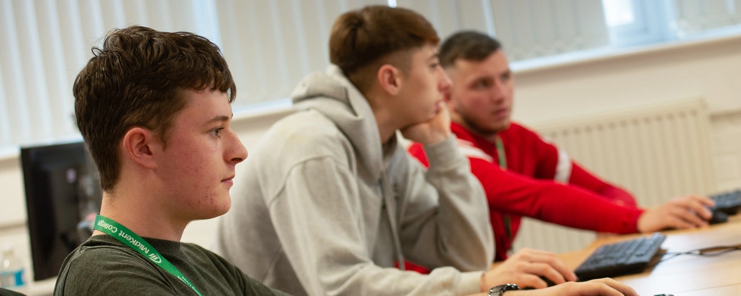Construction students in a classroom
